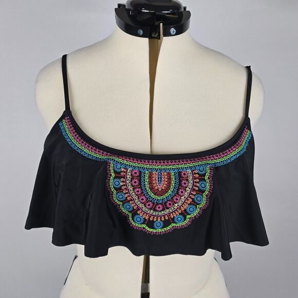 Hobie Bikini Top Women's Band 30" Small Swim Colorful Embroidering Adj Straps - Picture 5 of 5